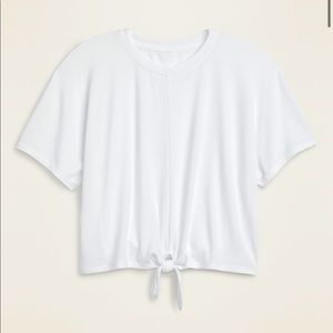 Old Navy Active Go Dry Ribbed Knot Tee in White NWT